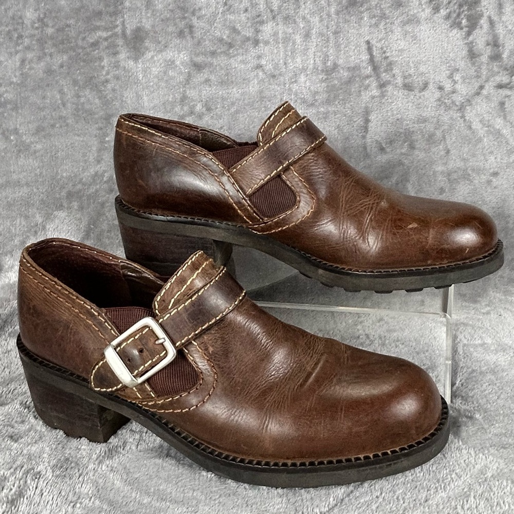 Vintage Nine West‎ Loafers Womens 8.5 Brown Leather Chunky Lug Sole Shoes Y2K